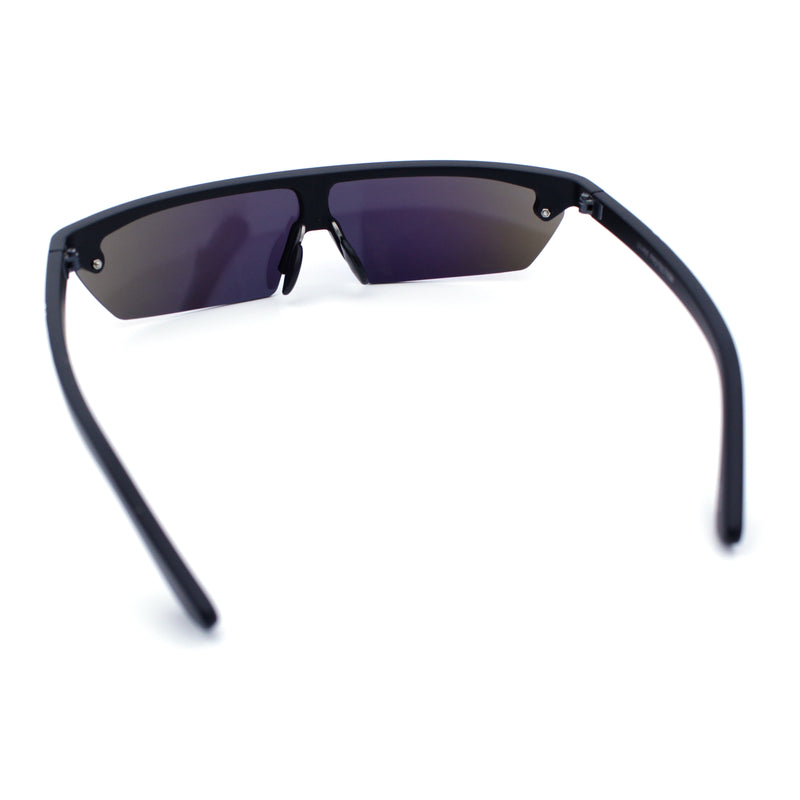 80s Half Rim Narrow Rectangle Shield Retro Plastic Sport Plastic Sunglasses