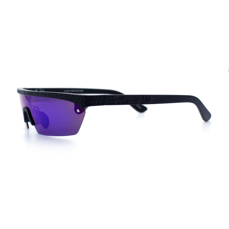 80s Half Rim Narrow Rectangle Shield Retro Plastic Sport Plastic Sunglasses