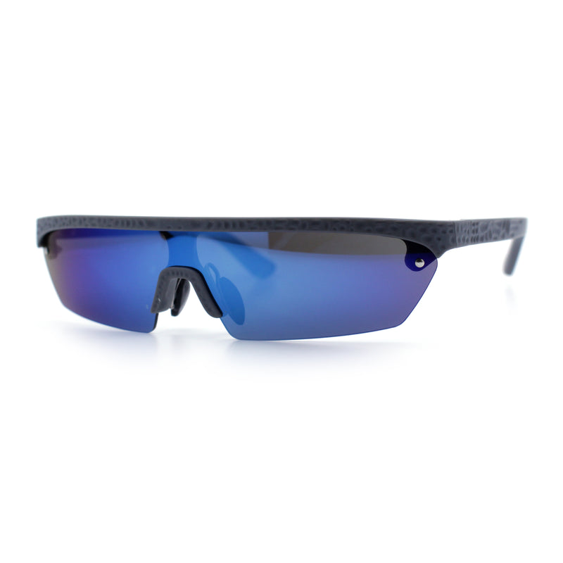 80s Half Rim Narrow Rectangle Shield Retro Plastic Sport Plastic Sunglasses