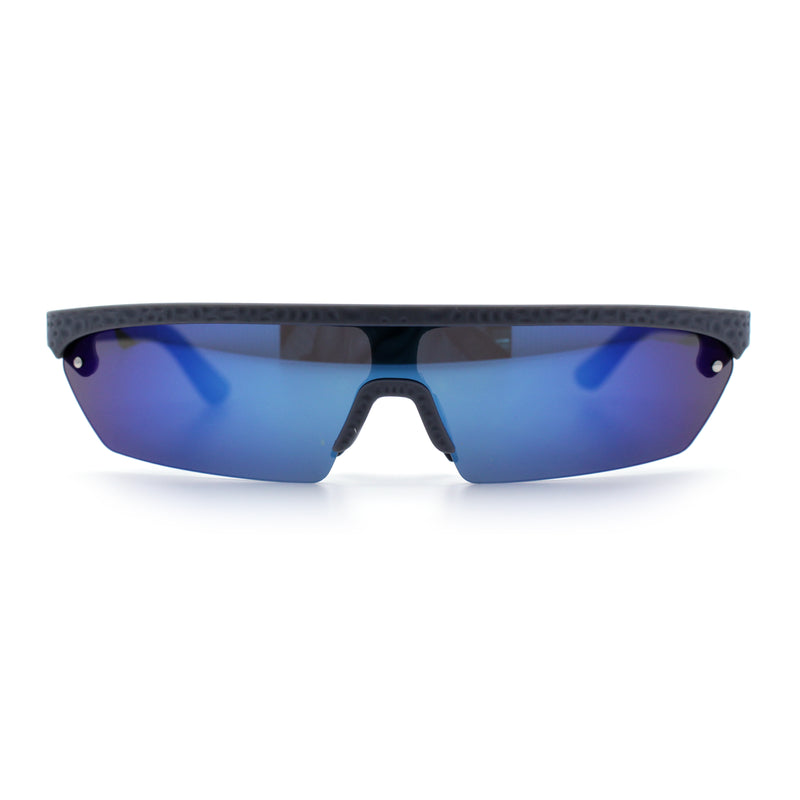 80s Half Rim Narrow Rectangle Shield Retro Plastic Sport Plastic Sunglasses