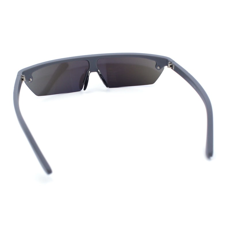 80s Half Rim Narrow Rectangle Shield Retro Plastic Sport Plastic Sunglasses