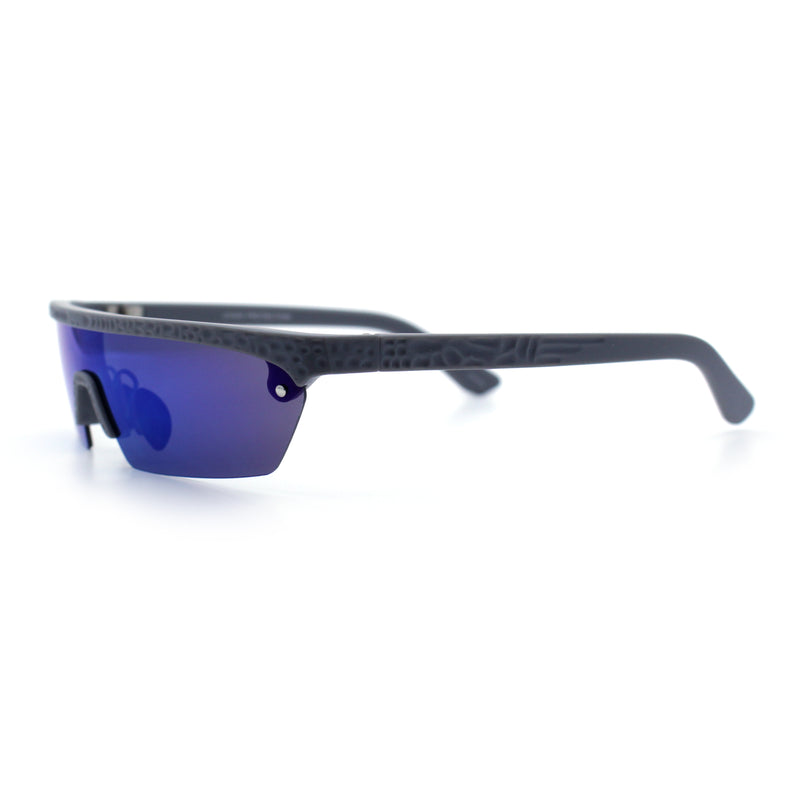 80s Half Rim Narrow Rectangle Shield Retro Plastic Sport Plastic Sunglasses