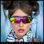 80s Half Rim Narrow Rectangle Shield Retro Plastic Sport Plastic Sunglasses