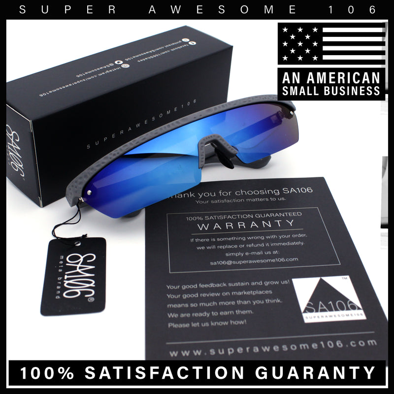 80s Half Rim Narrow Rectangle Shield Retro Plastic Sport Plastic Sunglasses