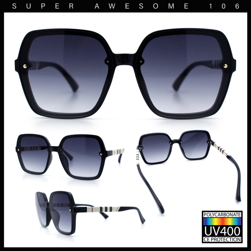 Womens 90s Rectangle Butterfly Designer Style Plastic Fashion Sunglasses