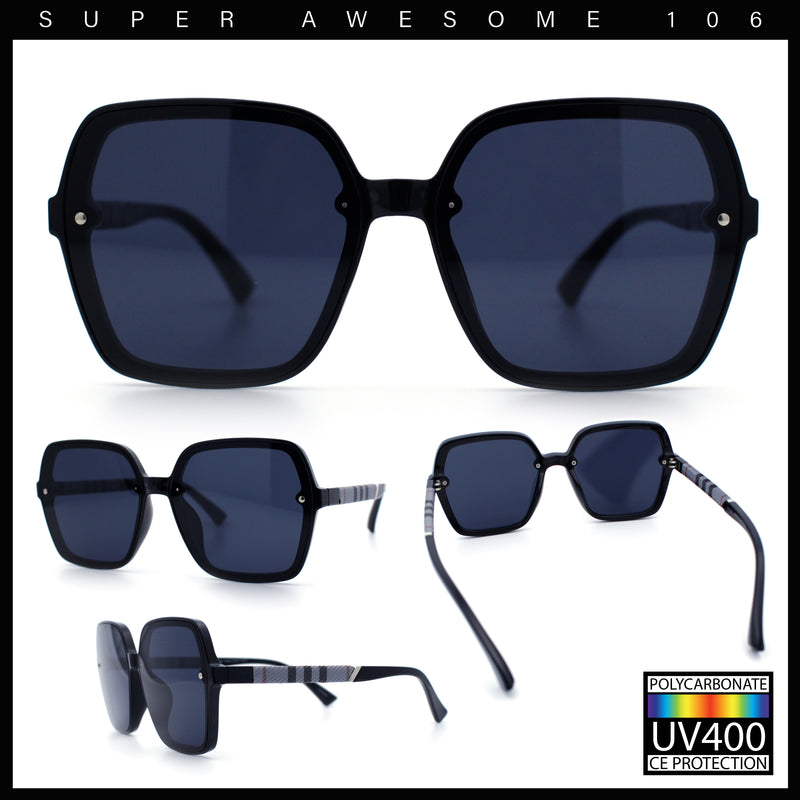 Womens 90s Rectangle Butterfly Designer Style Plastic Fashion Sunglasses