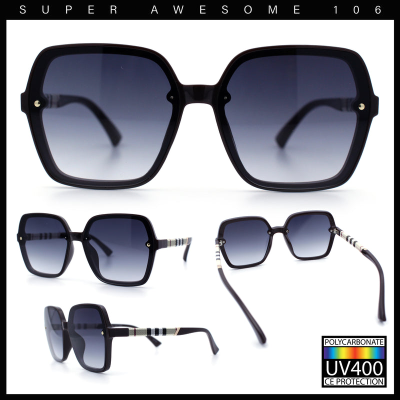 Womens 90s Rectangle Butterfly Designer Style Plastic Fashion Sunglasses