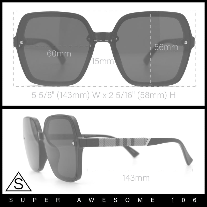 Womens 90s Rectangle Butterfly Designer Style Plastic Fashion Sunglasses