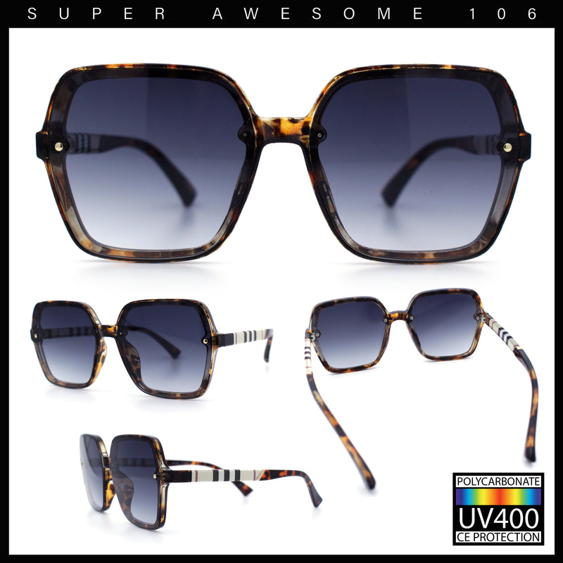 Womens 90s Rectangle Butterfly Designer Style Plastic Fashion Sunglasses