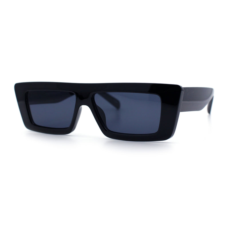 Womens 80s Mod Square Cat Eye Narrow Rectangle Thick Plastic Sunglasses