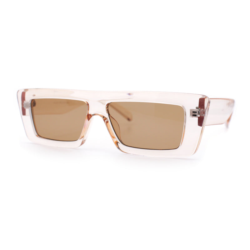 Womens 80s Mod Square Cat Eye Narrow Rectangle Thick Plastic Sunglasses