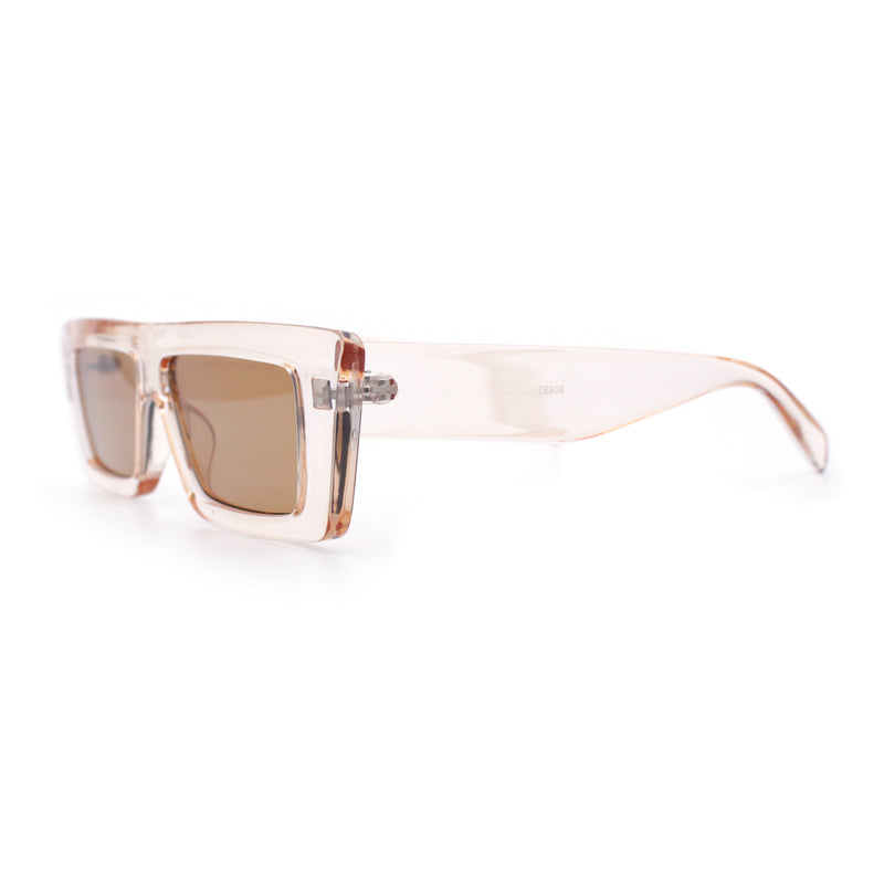 Womens 80s Mod Square Cat Eye Narrow Rectangle Thick Plastic Sunglasses