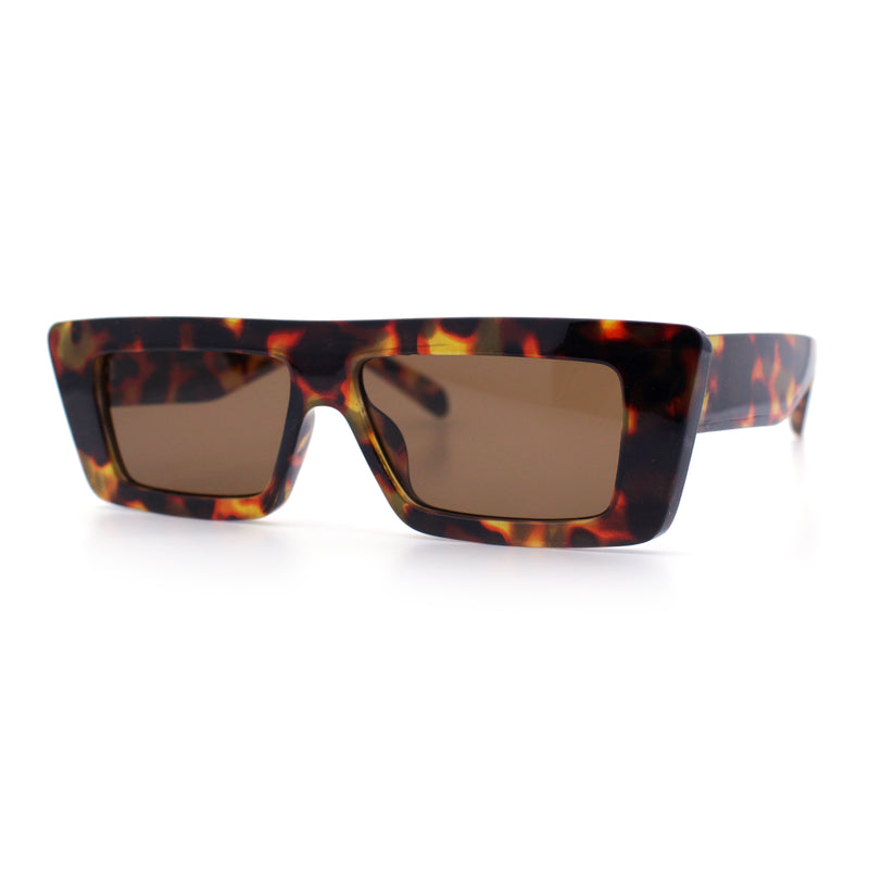 Womens 80s Mod Square Cat Eye Narrow Rectangle Thick Plastic Sunglasses