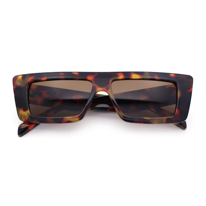 Womens 80s Mod Square Cat Eye Narrow Rectangle Thick Plastic Sunglasses