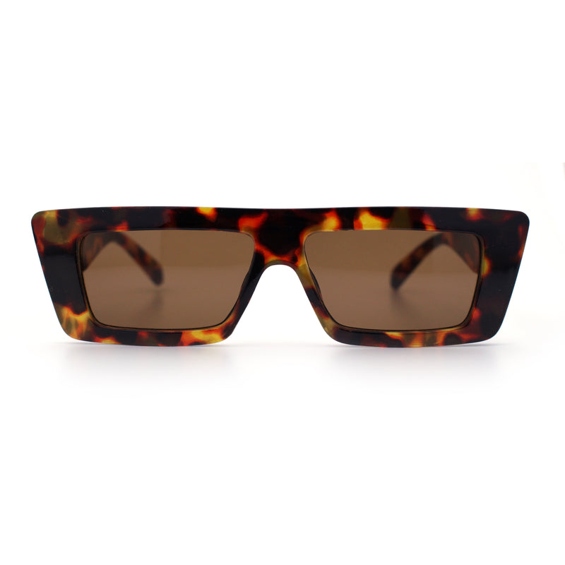Womens 80s Mod Square Cat Eye Narrow Rectangle Thick Plastic Sunglasses