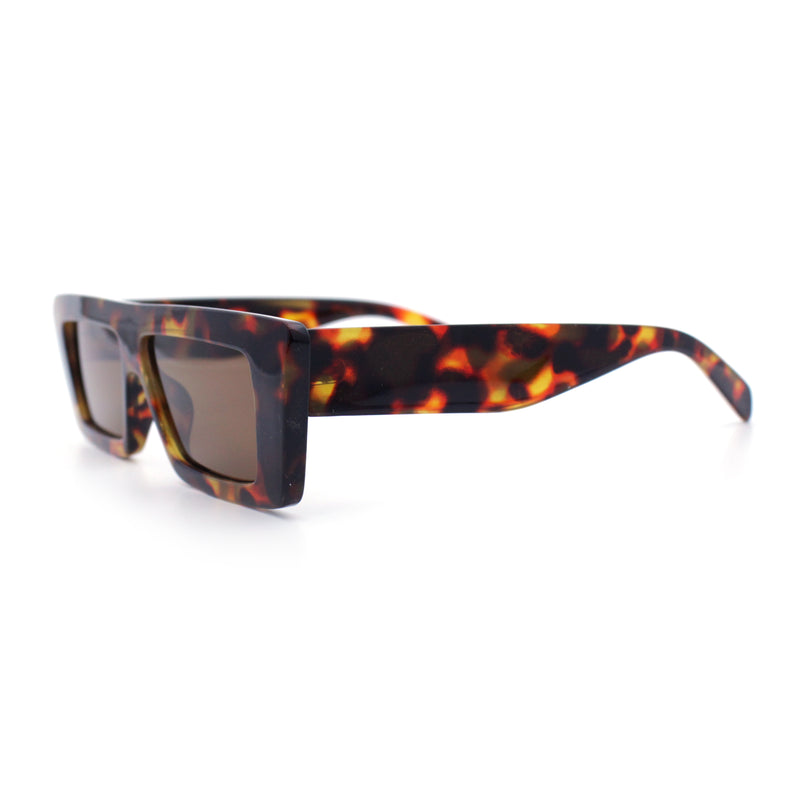 Womens 80s Mod Square Cat Eye Narrow Rectangle Thick Plastic Sunglasses