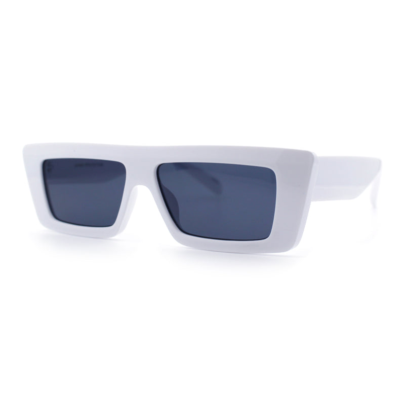 Womens 80s Mod Square Cat Eye Narrow Rectangle Thick Plastic Sunglasses