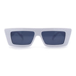 Womens 80s Mod Square Cat Eye Narrow Rectangle Thick Plastic Sunglasses