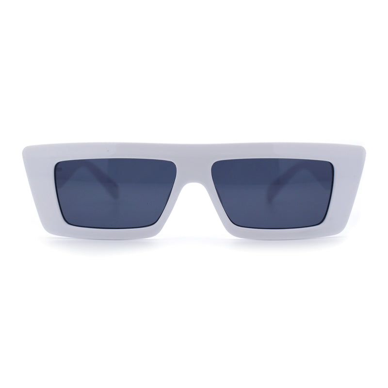 Womens 80s Mod Square Cat Eye Narrow Rectangle Thick Plastic Sunglasses