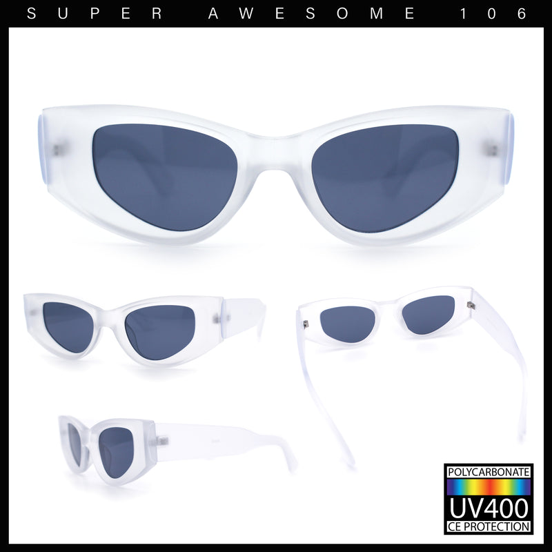 Womens Classy Mod Thick Plastic Triangular Cat Eye Rectangle Sunglasses