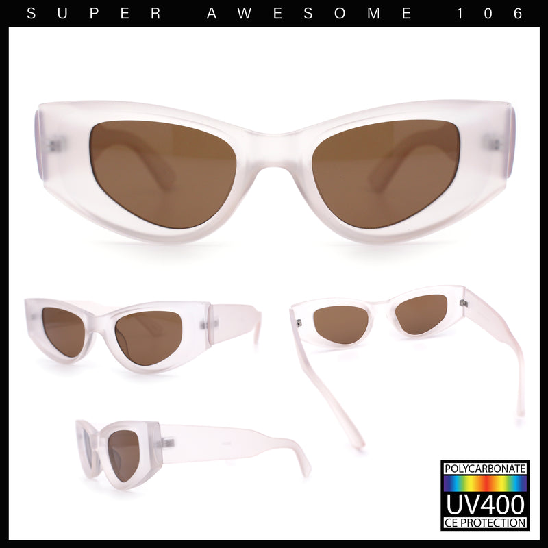 Womens Classy Mod Thick Plastic Triangular Cat Eye Rectangle Sunglasses