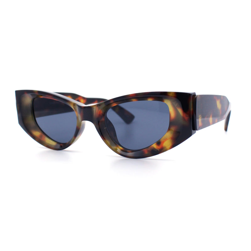 Womens Classy Mod Thick Plastic Triangular Cat Eye Rectangle Sunglasses
