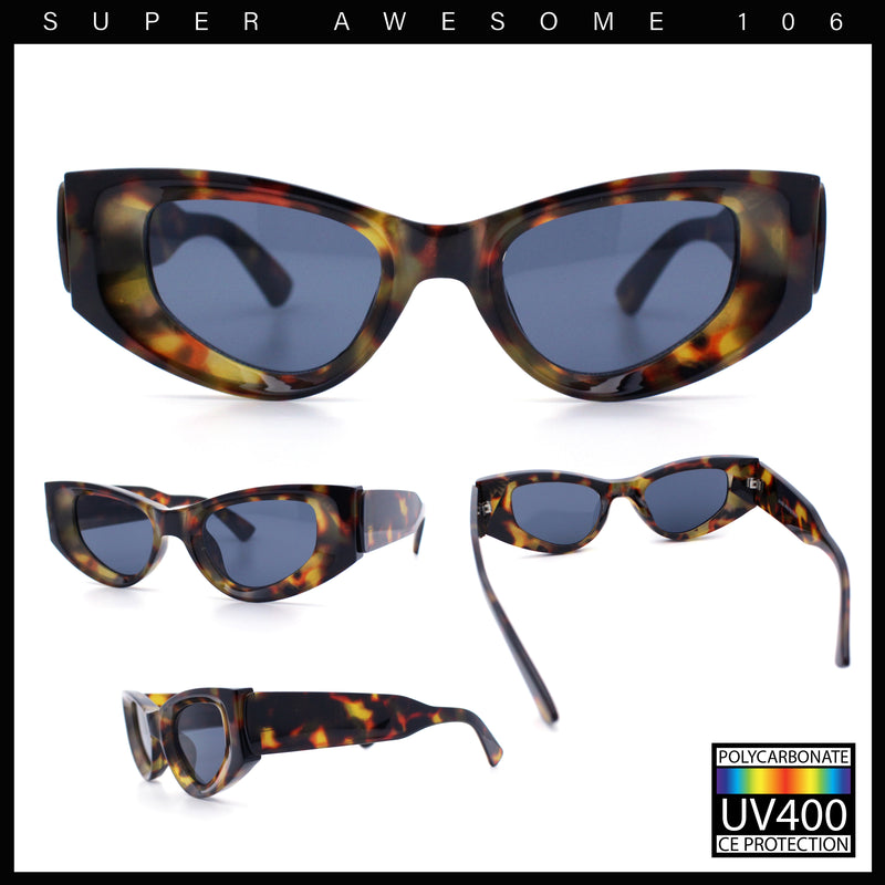 Womens Classy Mod Thick Plastic Triangular Cat Eye Rectangle Sunglasses