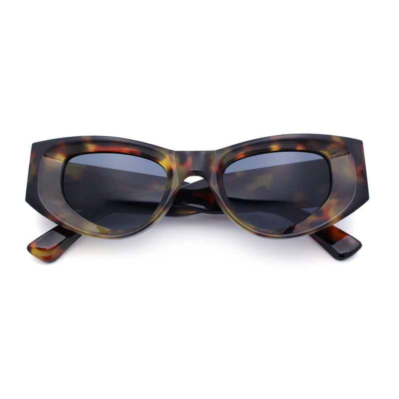 Womens Classy Mod Thick Plastic Triangular Cat Eye Rectangle Sunglasses