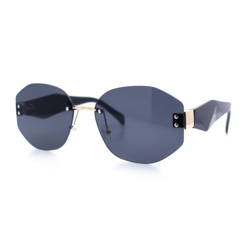 Womens Classic Luxury Diva Rimless Designer Oval Fashion Sunglasses