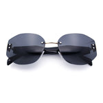 Womens Classic Luxury Diva Rimless Designer Oval Fashion Sunglasses