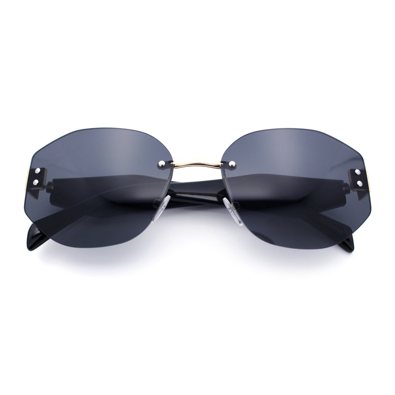 Womens Classic Luxury Diva Rimless Designer Oval Fashion Sunglasses