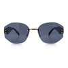 Womens Classic Luxury Diva Rimless Designer Oval Fashion Sunglasses