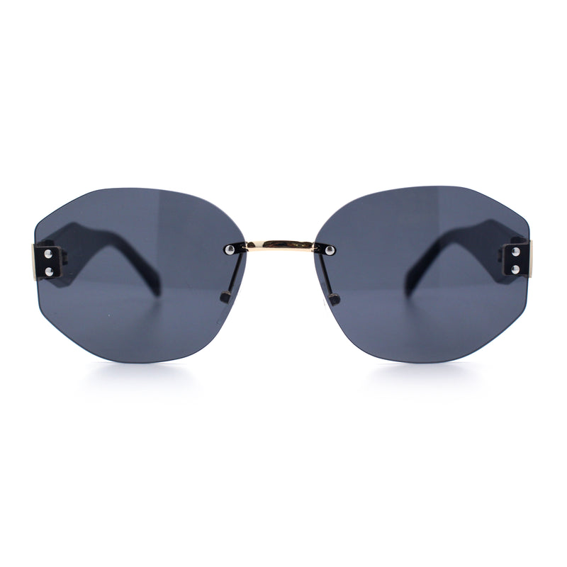 Womens Classic Luxury Diva Rimless Designer Oval Fashion Sunglasses