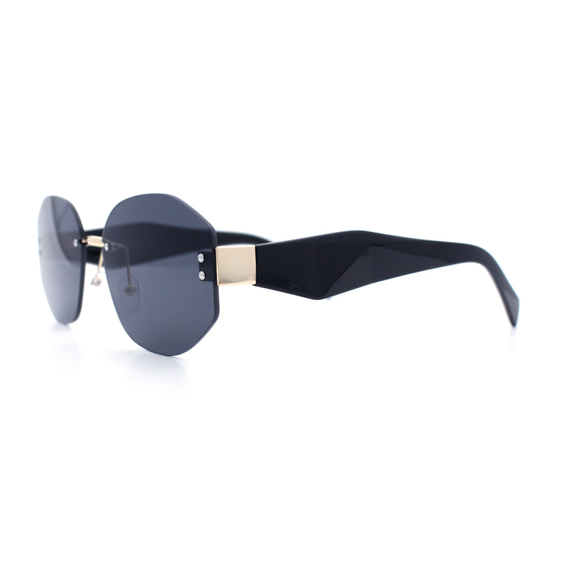 Womens Classic Luxury Diva Rimless Designer Oval Fashion Sunglasses