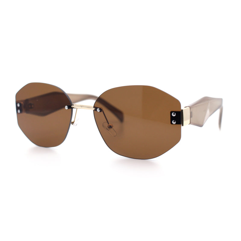 Womens Classic Luxury Diva Rimless Designer Oval Fashion Sunglasses