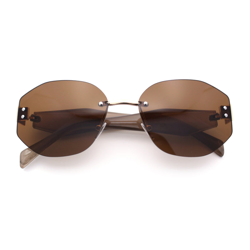 Womens Classic Luxury Diva Rimless Designer Oval Fashion Sunglasses