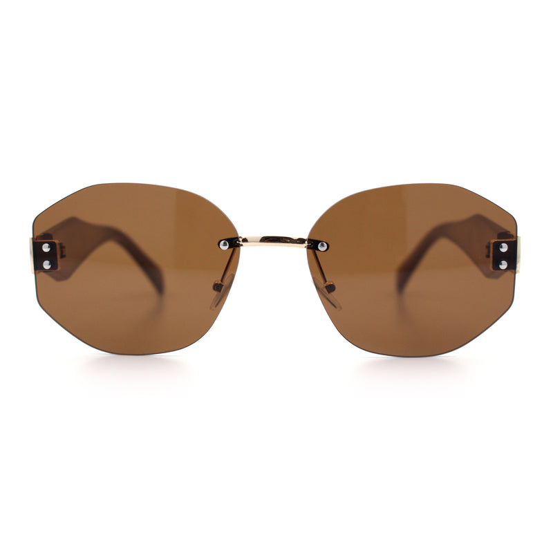 Womens Classic Luxury Diva Rimless Designer Oval Fashion Sunglasses