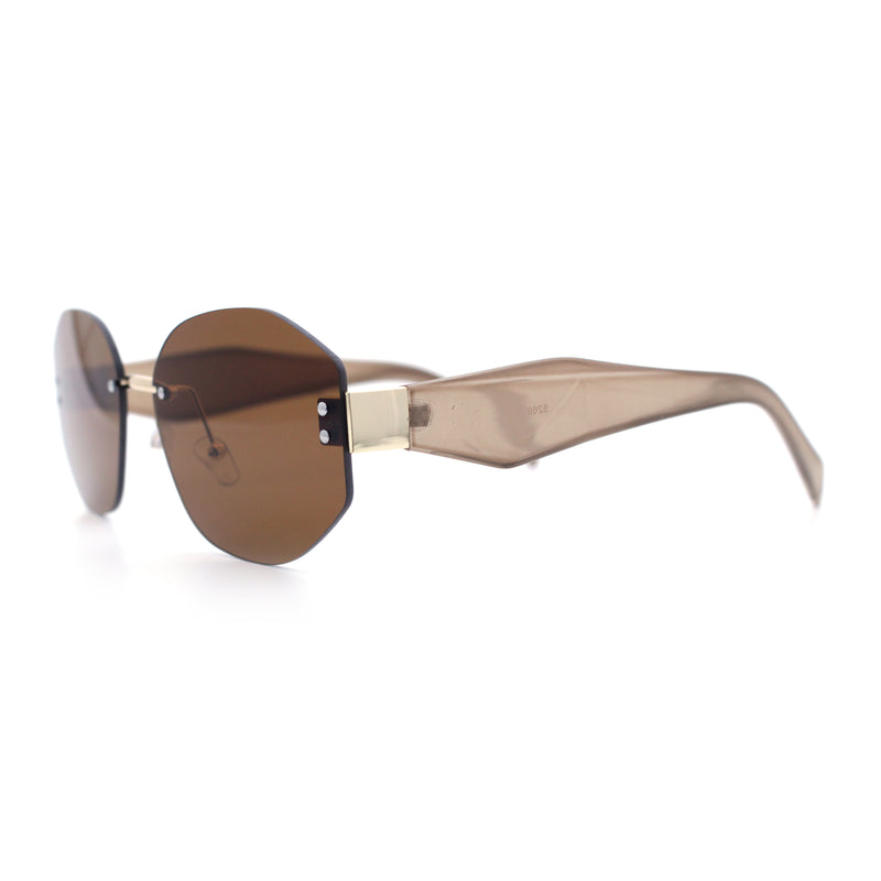 Womens Classic Luxury Diva Rimless Designer Oval Fashion Sunglasses