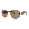 Womens Classic Luxury Diva Rimless Designer Oval Fashion Sunglasses