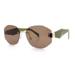 Womens Classic Luxury Diva Rimless Designer Oval Fashion Sunglasses
