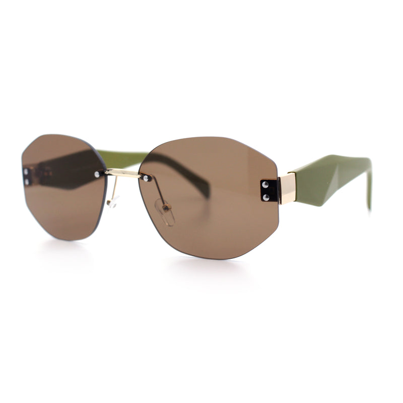 Womens Classic Luxury Diva Rimless Designer Oval Fashion Sunglasses