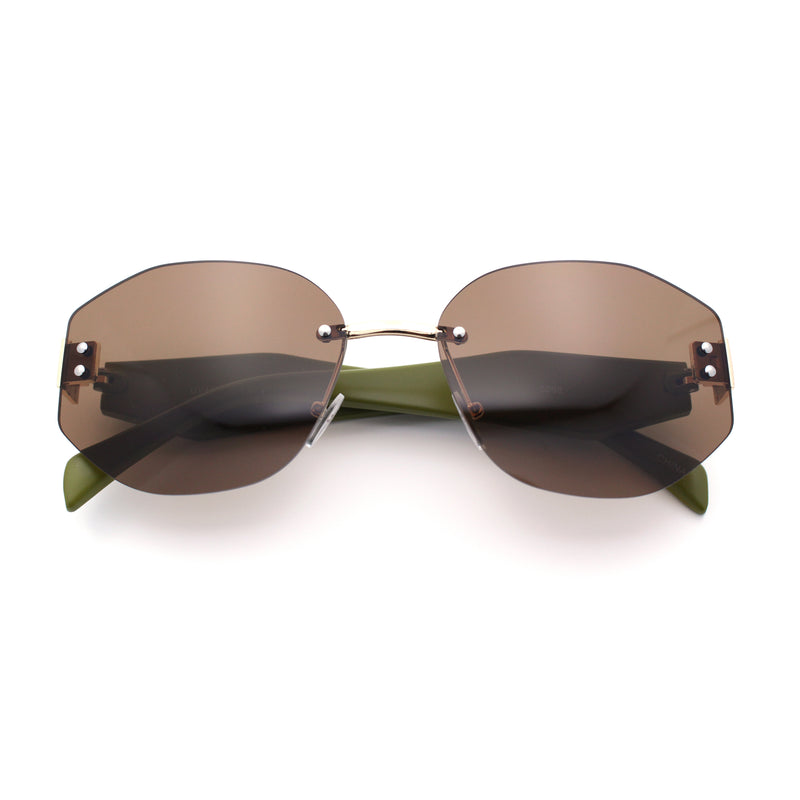 Womens Classic Luxury Diva Rimless Designer Oval Fashion Sunglasses