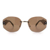 Womens Classic Luxury Diva Rimless Designer Oval Fashion Sunglasses