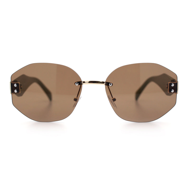 Womens Classic Luxury Diva Rimless Designer Oval Fashion Sunglasses