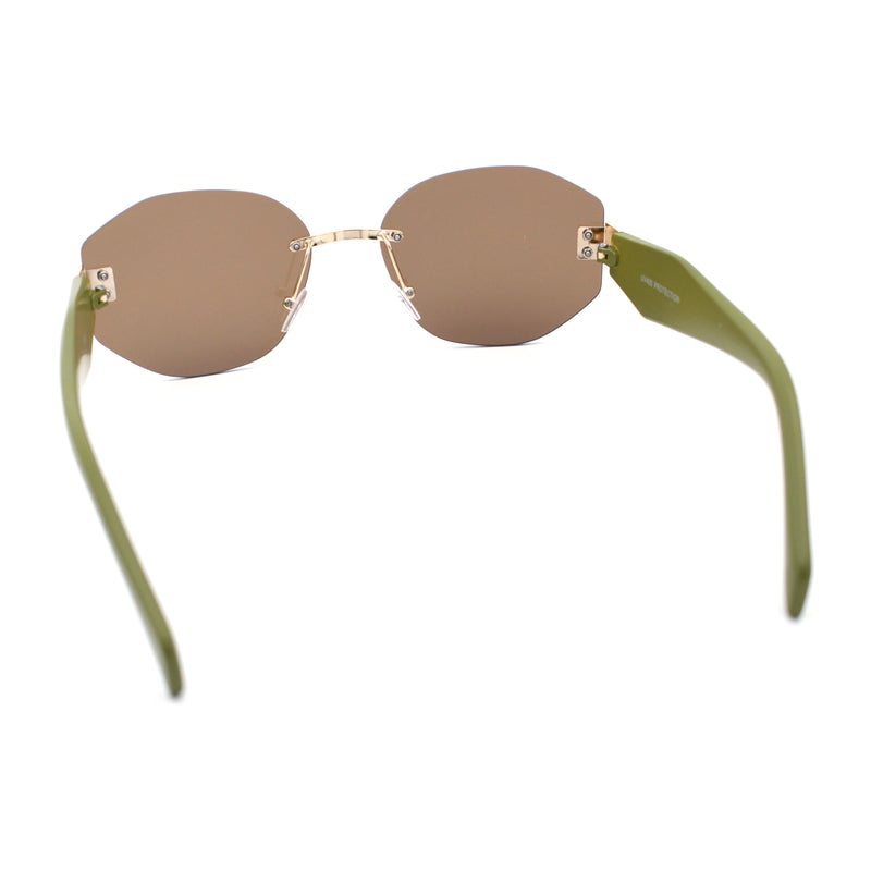 Womens Classic Luxury Diva Rimless Designer Oval Fashion Sunglasses