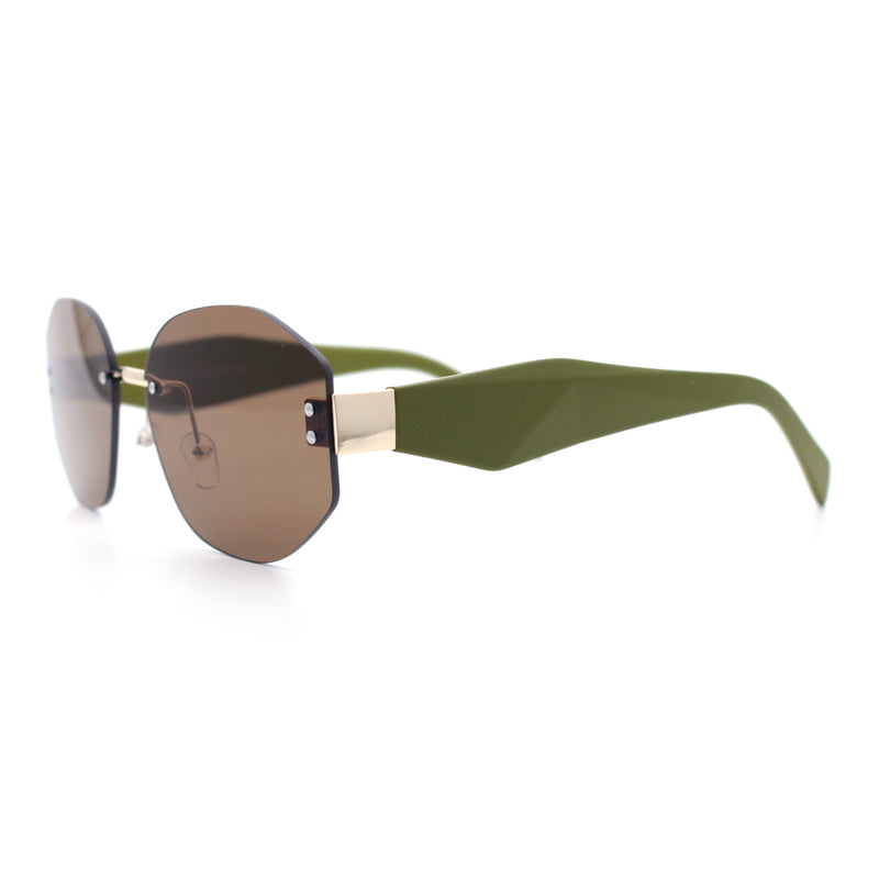 Womens Classic Luxury Diva Rimless Designer Oval Fashion Sunglasses