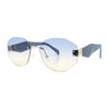 Womens Classic Luxury Diva Rimless Designer Oval Fashion Sunglasses