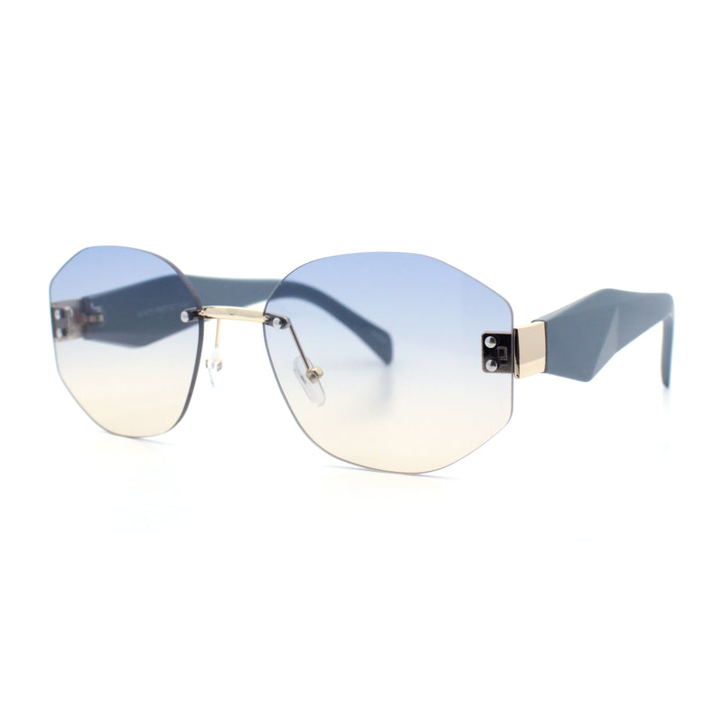Womens Classic Luxury Diva Rimless Designer Oval Fashion Sunglasses
