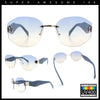 Womens Classic Luxury Diva Rimless Designer Oval Fashion Sunglasses