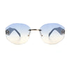 Womens Classic Luxury Diva Rimless Designer Oval Fashion Sunglasses
